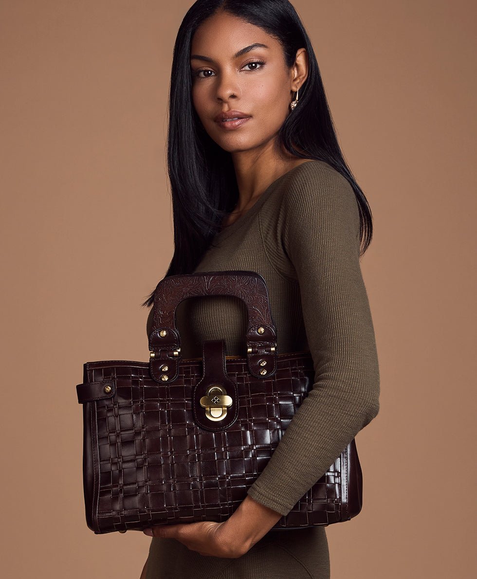 sancia woven satchel vintage distressed woven