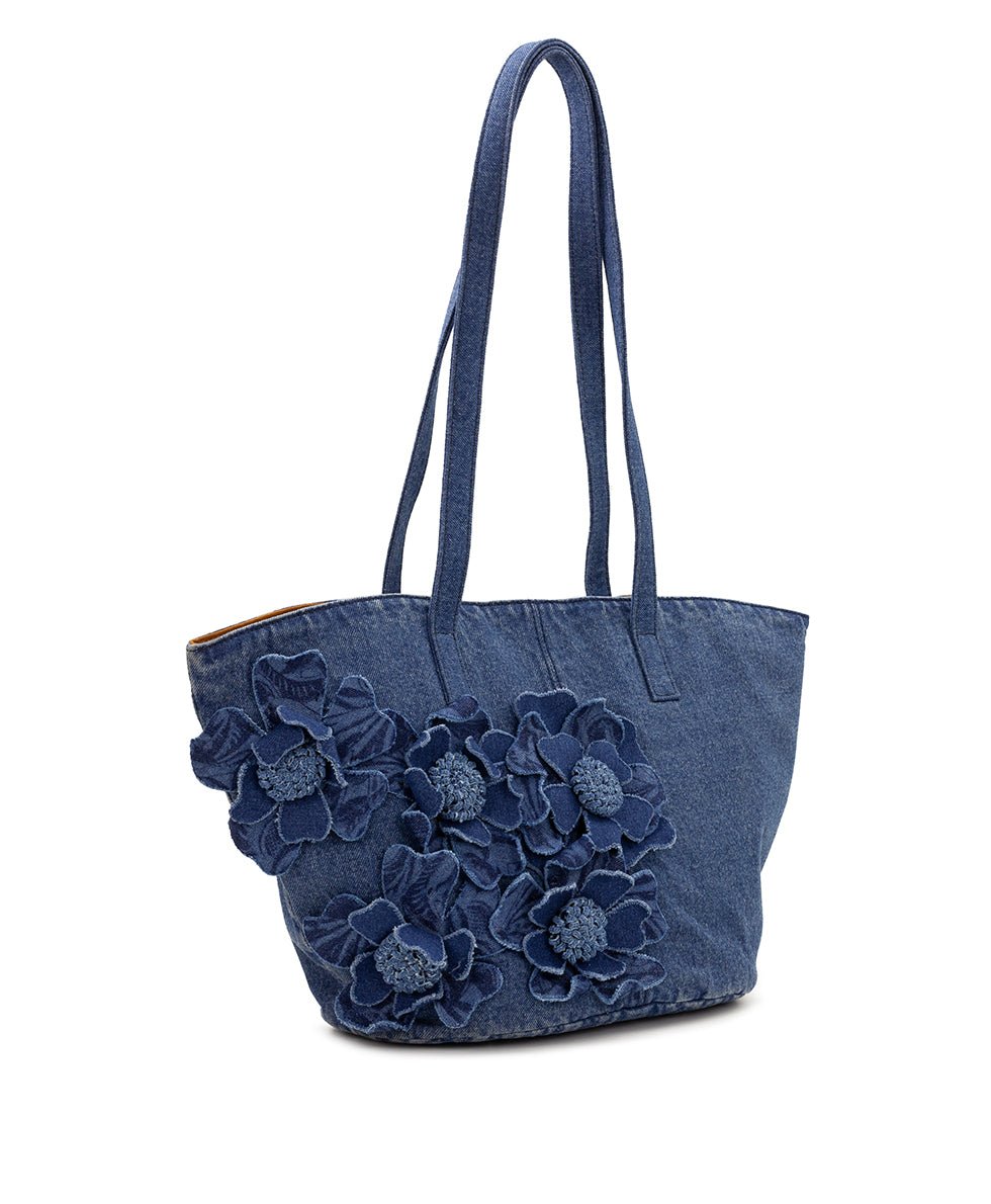 marconia tote floral applique denim