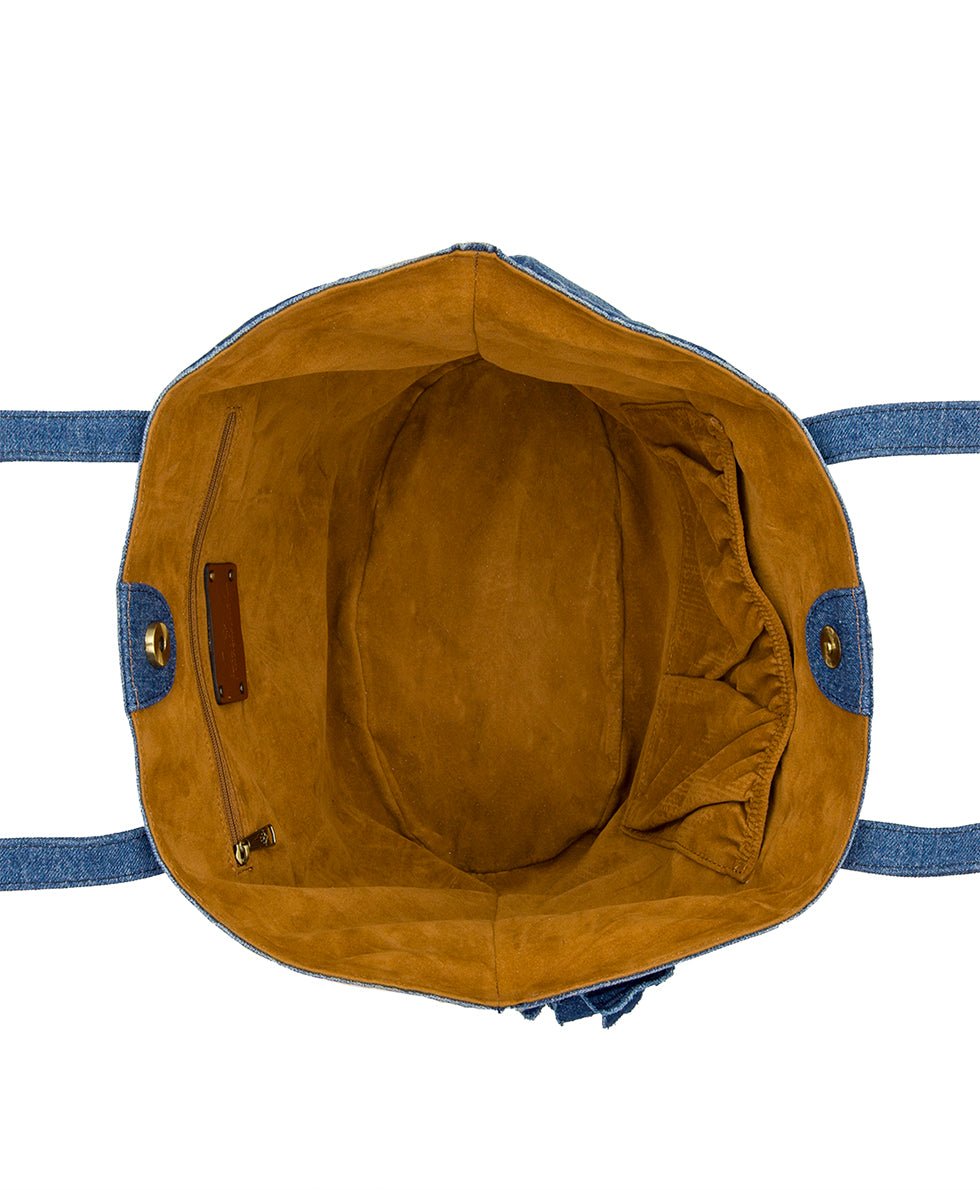 marconia tote floral applique denim